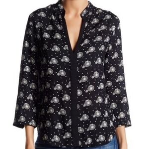 Oat + Fawn Bicycle Print 3/4 Sleeve Blouse Sz L